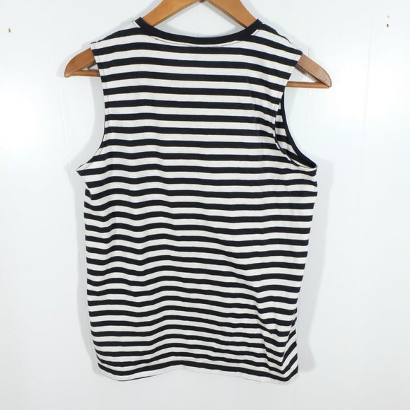 Fox Racing Tank Top Womens Medium White Black Striped Lightweight Summer Crew - Picture 5 of 9